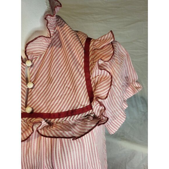 VTG  Sun Babies Liberty House Honolulu Hawaii Long Red Stripe MuuMuu  Small Size - Picture 2 of 8